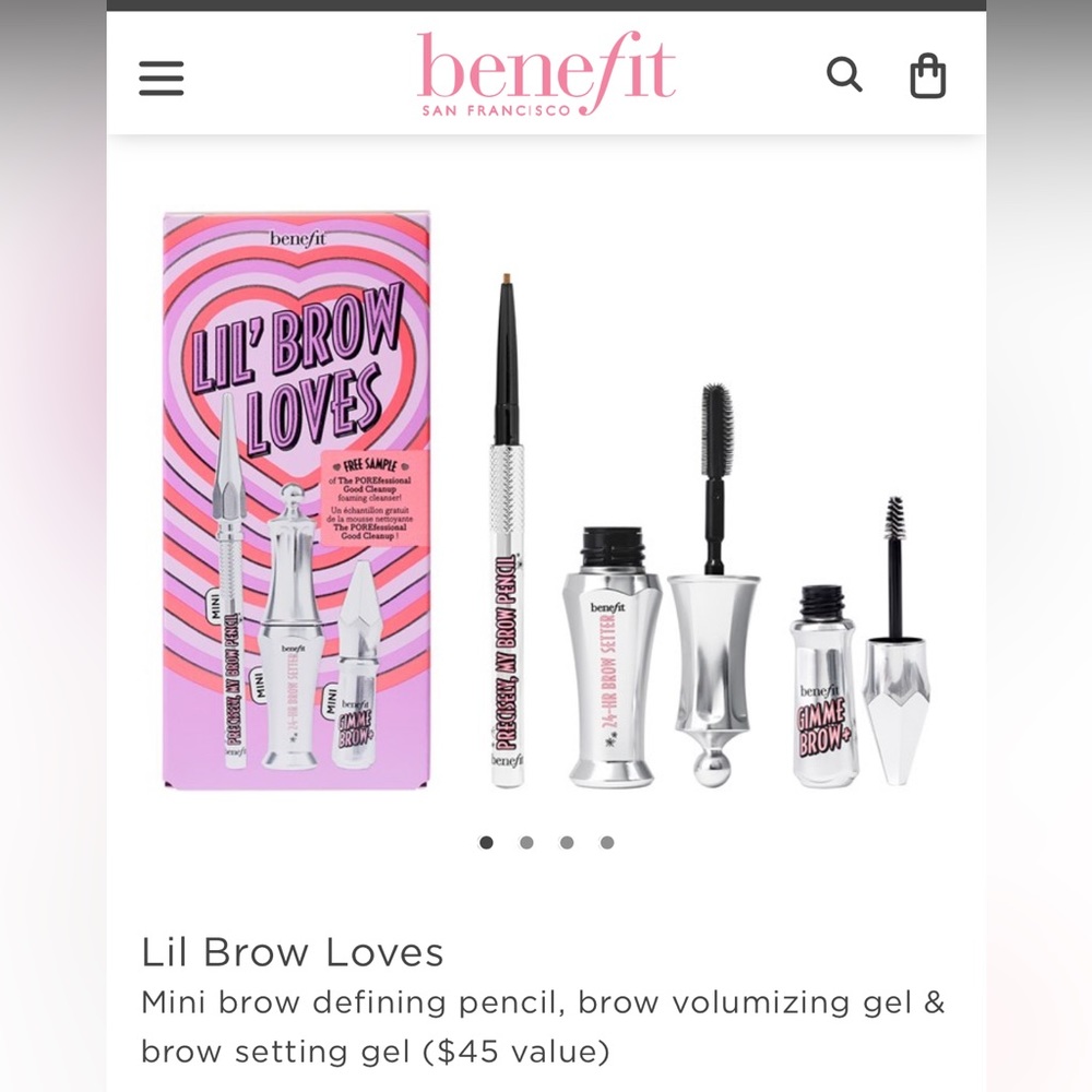 Benefit Lil Brow Loves
Mini brow pencil, brow defining gel & brow setting gel